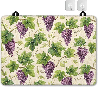 Stove Top Covers for Electric Stove,Purple Grape Flat Top Stove Cover,Watercolor Summer Fruit Heat Resistant Glass Top Stove Cover Protector Anti-Slip Range Covers, 28 x 20 Inch