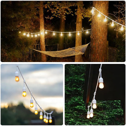 SUNTHIN 50FT Outdoor White String Light with 16 1W LED Shatterproof Filament Bulb for Patio Lights, Backyard, Porch, Party Lights