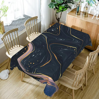 54x70inches Marble Tablecloth Navy Blue Pink Gold Marble Texture Modern Art Table Cloth Washable and Wrinkle Resistant Table Cover for Kitchen Dining Room Buffet Banquet Party Decorations