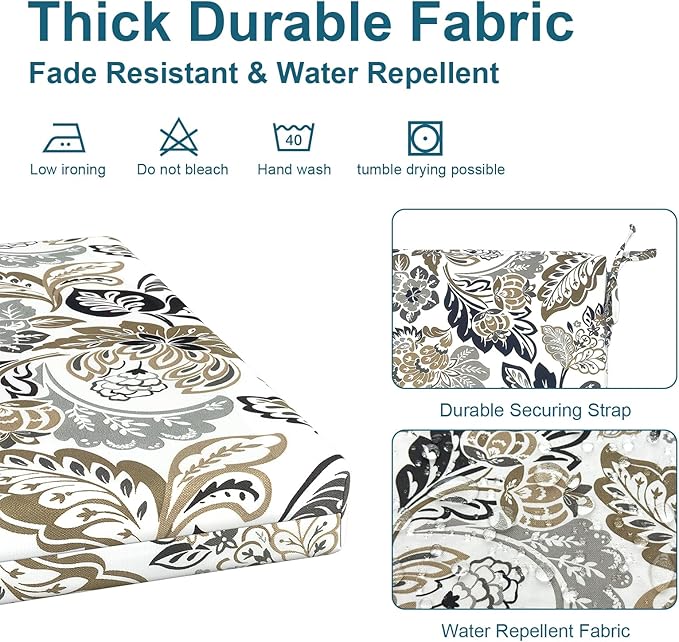 DYTXIII Set of 4 Outdoor Chair Cushions, Water Resistant 18.5"x16"x2" Square Seat Cushion for Patio Dining Chairs, High-Density Replacement Pads for Indoor Outdoor Furniture - Dailey Tan
