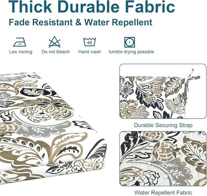 DYTXIII Set of 4 Outdoor Chair Cushions, Water Resistant 18.5"x16"x2" Square Seat Cushion for Patio Dining Chairs, High-Density Replacement Pads for Indoor Outdoor Furniture - Dailey Tan