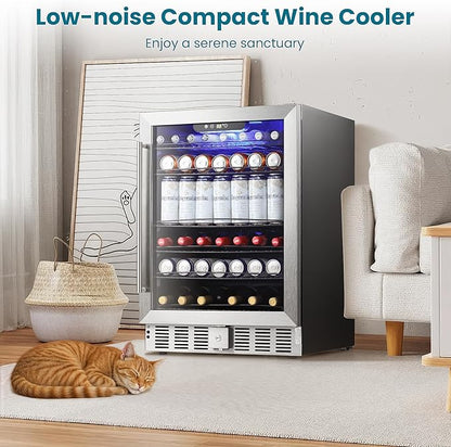 Antarctic Star 166 Can Beverage Refrigerator Cooler, 5.1 Cu.Ft Mini Fridge with Safety Lock, Beverage Cooler with Glass Door/LED Light/Adjustable Removable Shelves for Home/Office/Bar(Stainless Steel)