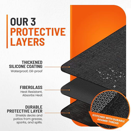 Under Grill Mats for Outdoor Grill (76 x 52 inch) Double-Sided Mat for Under Fire Pit Mat the Perfect Grill Matt for Outdoor Grill Deck Protector and BBQ Matt for Under Grill Mat for Deck