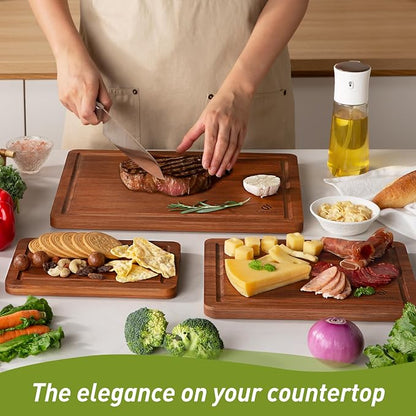 6 Packs Bamboo Cutting Board Set with Non Slip Feet and Over Sink Nice Solid Thick Wood Juice Groove Chopping Board Extra Large Big Small Best Hardwood Kitchen Counter Organic Vegetable