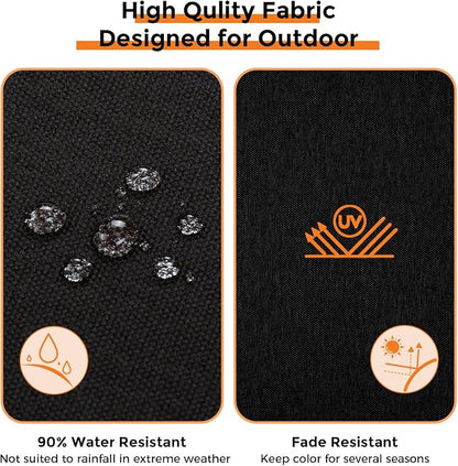 Magpie Fabrics Indoor Outdoor Cushion Cover Replacement 2 Pack, NO Insert! Water Repellent Slipcover with Ties Decor for Patio Garden Chair Sofa Bench Wicker(Black, 24x22x4 Inch)