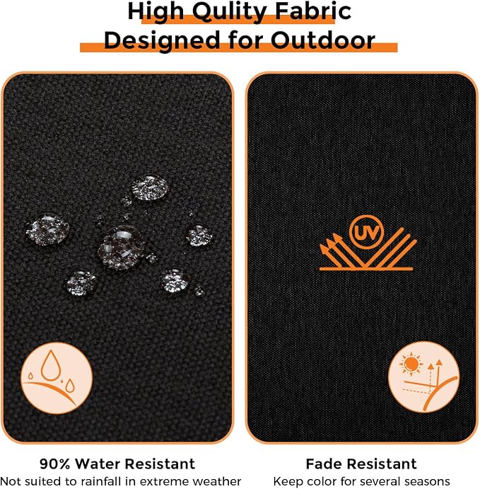 Magpie Fabrics Indoor Outdoor Cushion Cover Replacement 2 Pack, NO Insert! Water Repellent Slipcover with Ties Decor for Patio Garden Chair Sofa Bench Wicker(Black, 22x20x4 Inch)