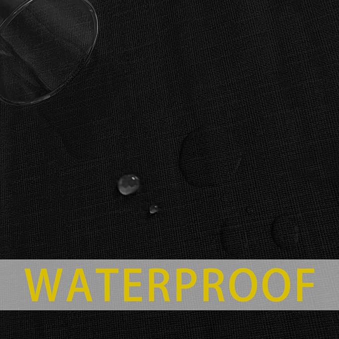 sancua Waterproof Rectangle Vinyl Tablecloth Table Cloth 52x70 Inch, Black | 100% Oil Spill Proof, PVC Material, Wipe Clean Table Cover for Dining Tables, Buffet Parties and Camping