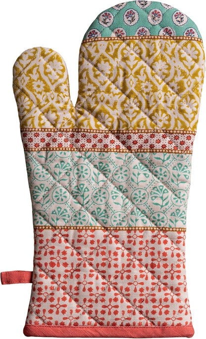 Maison d'Hermine Oven Gloves 100% Cotton Oven Mitt 7" x 13" with Loop Heat Resistant BBQ Cooking Gloves Baking Grilling Kitchen Hotel Home Farmhouse Spring Summer (Pack of 1, Provence)