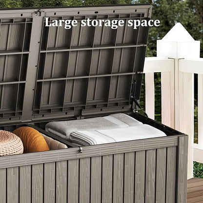 180 Gallon Resin Large Deck Box Organization and Storage Box for Patio, Outdoor Cushions, Garden Tools, Gray
