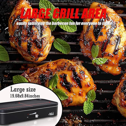 Artestia 1800W Electric Outdoor Grills with Lid Indoor Smokeless Grill for Balcony with Temperature Control Portable Removable Stand Grill for Cooking, BBQ Party, Family