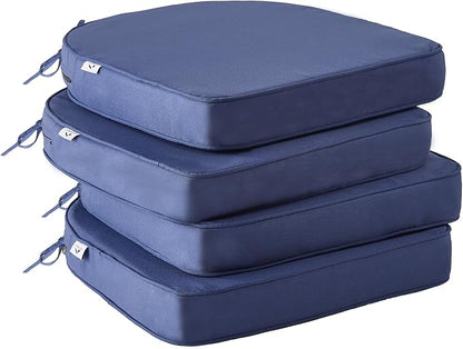 IPYNBAP Outdoor Chair Cushions Set of 4, Waterproof Outdoor Seat Cushions for Patio Furniture, Patio Chair Cushion with Handle and Ties, Out Door Chair Pads,18.5x16x3-Round, Navy Blue