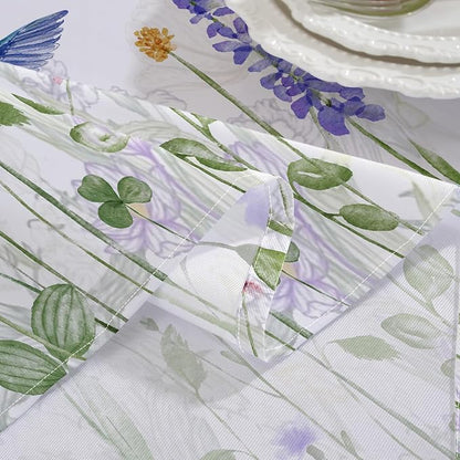 SASTYBALE Spring Summer Tablecloth, 52" x 70" Rectangular Watercolor Wild Flower Birds Plants Decorative Table Cloth Washable Water Resistant Table Cover for Party Picnic Dinner Decor, Colourful
