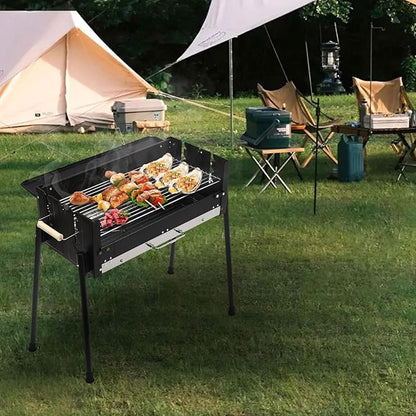 Barbecue Charcoal Grill, 27.56 * 15.75 * 9.25in Charcoal Grill Height Adjustable Barbecue Grill Outdoor Cooking Grills Portable Bbq Tool Kits with Seasoning Board for Outdoor Cooking Barbecue Picnics