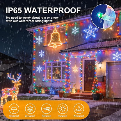 Multicolor Christmas Fairy String Lights, 165FT 500L Indoor Outdoor | 8 Modes with Memory, IP65 Waterproof, Clear Wire, Tangle-Free Design for Classroom Bedroom Camping window Party wedding Decor