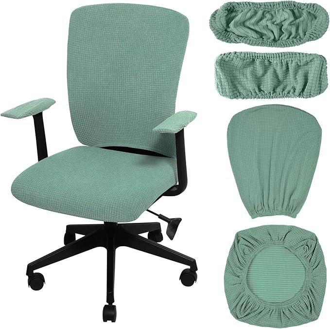 Tallew 4 Pcs Office Chair Covers Stretchable Armrest Seat,XL,Pea Green | Universal Fit Office Desk Chairs, Protective Seat Backrest Slipcovers, Stretchable Prevent Wear, Easy Install for Rotating