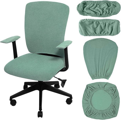 Tallew 4 Pcs Office Chair Covers Stretchable Armrest Seat,XL,Pea Green | Universal Fit Office Desk Chairs, Protective Seat Backrest Slipcovers, Stretchable Prevent Wear, Easy Install for Rotating
