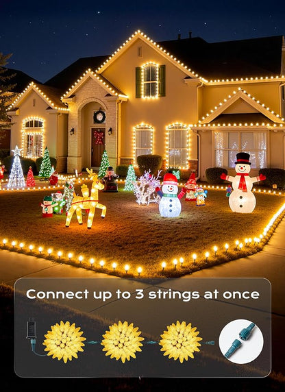 C9 Christmas Lights Outdoor, 72 FT 110 LED C9 String Lights, 8 Modes & Timer Connectable Waterproof for Christmas Tree Light Indoor Outdoor Roofline Patio Outside Garden Yard Xmas Decor, Warm White