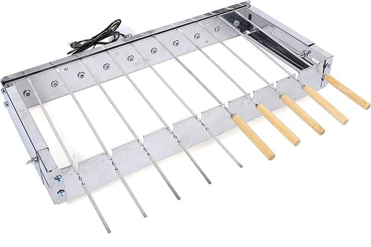 Electric Kabob Skewers Set,Stainless Steel Portable Outdoor Grill,Automatic Rolling Picnic Grill Barbecue Accessories Charcoal Grill for Camping,Beach and Backyard BBQs