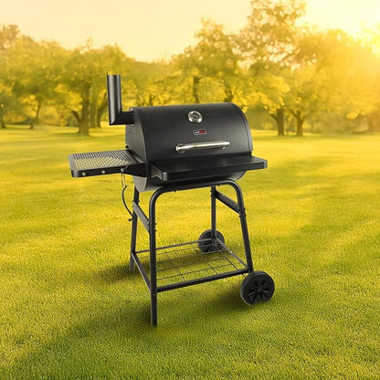Grill Boss 23 Inch Charcoal Barrel Grill with Adjustable Grate, Large Cooking Area, Black