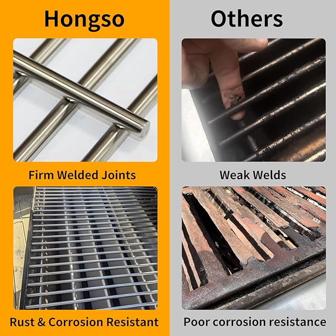 Hongso 18 7/8 inch SUS304 Stainless Steel Grill Grates 66089 for Weber Genesis II 400 Series E & S 410 415 435 SE 410, II LX E440 S440 and Genesis 2 GS4 Gas Grill, Replacements Parts for 66097