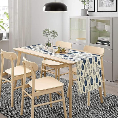 Under Sea World Table Runner, Summer Navy Blue Fish Table Runner Beach Starfish Coral Vintage Dining Tablerunner for Coffee Table/Kitchen Island/Party Decor, 13" x 36"