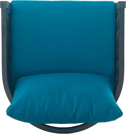 Christopher Knight Home Newine Acacia Wood Patio Accent Chair, Wooden Lounge Chair Outdoor, Wicker Club Chair with Removable Cushion, Comfy Reading Chair for Backyard/Garden/Balcony, Black+Dark Teal