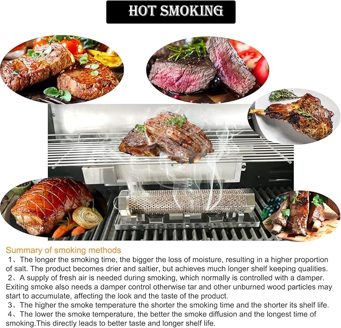 12'' Pellet Smoker Tube, Smoke Tube for Pellet Smoker With a Stainless Steel Tray and Tube Cover, 5 Hours Billowing Smoke, Works with Any Grill or Smoker