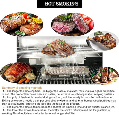 12'' Pellet Smoker Tube, Smoke Tube for Pellet Smoker With a Stainless Steel Tray and Tube Cover, 5 Hours Billowing Smoke, Works with Any Grill or Smoker