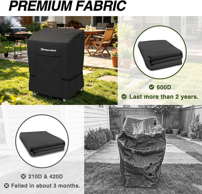 Porch Shield 34W x 24D x 46H inch Premium Gas Grill Cover Up to 32 inch, Waterproof and Fade Resistant 600D BBQ Covers for Weber, Brinkmann, Char-Broil and More, Black