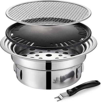 Korean Grill Korean Bbq Grill Portable Charcoal Grills With Non-stick Pan & Net Small Indoor/outdoor Charcoal