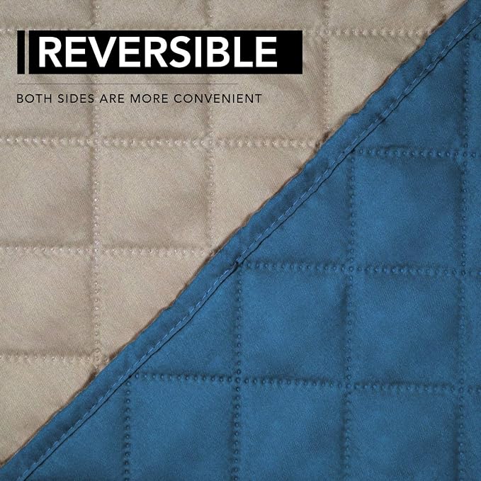 Easy-Going Reversible Couch Cover, Oversized Recliner, Peacockblue/Beige | Machine Washable Slipcover For Dogs, Water Resistant Furniture Mat For Living Room, Non-Slip Sofa Cover, Pet Friendly