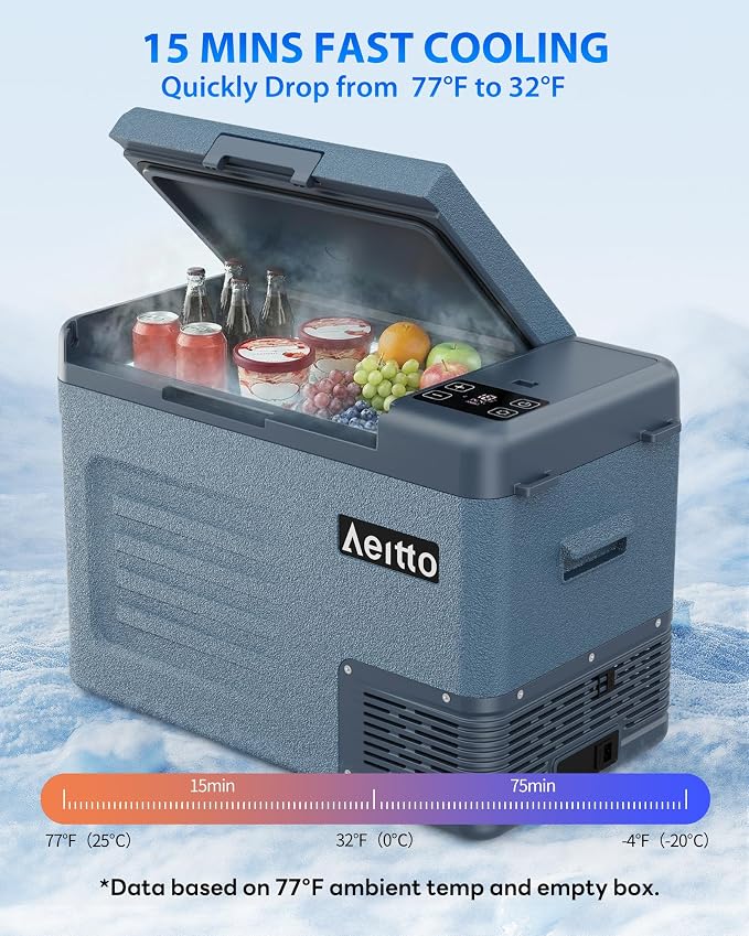 Aeitto 12 Volt Car Refrigerator 30Quart Car Fridge Freezer Electric Cooler Portable Cooler 12V Fridge RV Refrigerator -4℉-68℉ Temp Control 12/24V DC & 100-240V AC for Travel, Camping, RV, Road