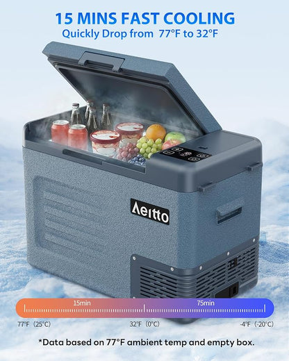 Aeitto 12 Volt Car Refrigerator 30Quart Car Fridge Freezer Electric Cooler Portable Cooler 12V Fridge RV Refrigerator -4℉-68℉ Temp Control 12/24V DC & 100-240V AC for Travel, Camping, RV, Road