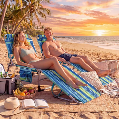 Goplus Tanning Chair, Folding Beach Lounge Chair with Face &Arm Hole, 4-Position Adjustable,Removable Pillow,Side Pocket, Sunbathing Chair, Portable Outdoor Lounge Chair for Patio Pool Lawn