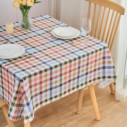 LIBERECOO Heavy Duty Vinyl Tablecloth with Flannel Backing Waterproof Oil-Proof Plastic Table Cloth Stain-Resistant Wipeable Rectangle or Square Table Cover for Indoor and Outdoor 54 x 54 Inch