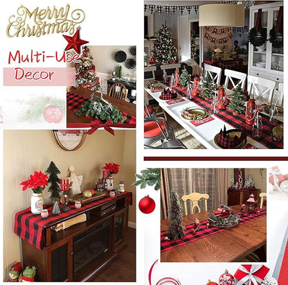 Black Red Table Runner 4Packs 13x108 Inch Plaid Table Runner Christmas Buffalo Plaid Tale Runners Farmhouse Holiday Table Linen