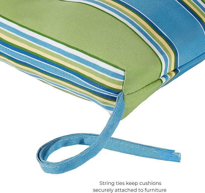 Modern Outdoor Chaise Lounge Cushion with Ties – Durable Polyester Fabric, Channel-Filled Polyfiber Insert, Removable Zippered Cover, Cayman Stripe