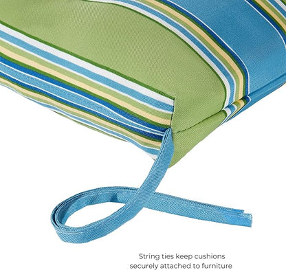 Modern Outdoor Chaise Lounge Cushion with Ties – Durable Polyester Fabric, Channel-Filled Polyfiber Insert, Removable Zippered Cover, Cayman Stripe