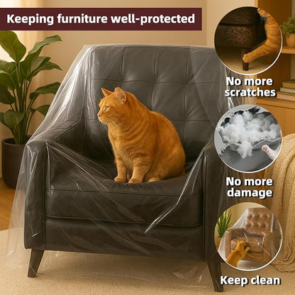 Yotelab Plastic Chair Cover for Moving and Storage, 42Wx34Dx65H/48H Inch | Open, No Seal, Clear Moving Bags for Recliner, Armchair, Patio Chair, or Other Bulky Furniture