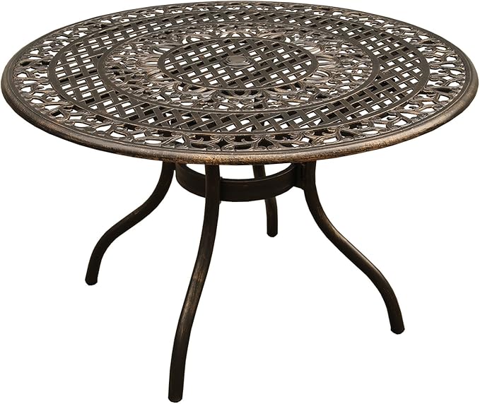 Oakland Living Ornate Outdoor Mesh Aluminum 48-in Black Round Patio Dining Table