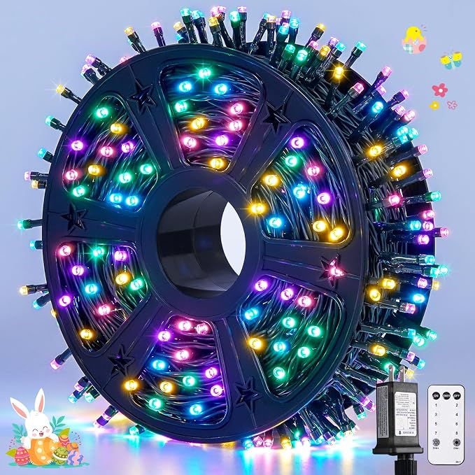 JMEXSUSS 500 LED Easter Christmas Lights Outdoor Indoor | 173ft Multicolor Christmas String Lights, 8 Modes Easter Christmas Tree Lights Plug in for Room Party Christmas Decorations