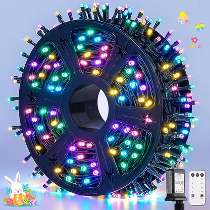 JMEXSUSS 500 LED Easter Christmas Lights Outdoor Indoor | 173ft Multicolor Christmas String Lights, 8 Modes Easter Christmas Tree Lights Plug in for Room Party Christmas Decorations