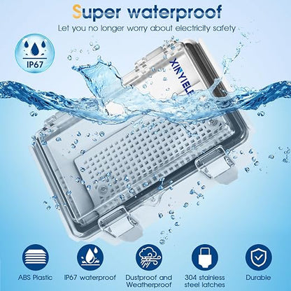 Waterproof Outdoor Project ABS Plastic Junction Box IP67 Weatherproof Dustproof Enclosure with Hinged Cover, Mounting Plate,Wall Brackets for Power Project (Clear,5.9"x3.9"x2.8")