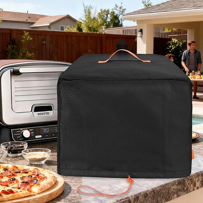 CROTIRAD Waterproof Dust Cover for Ninja Pizza Oven OO100 Series, Accessories for Ninja Woodfire Outdoor Pizza Oven with Drawstrings, UV-Resistant, Elastic Band, Hang Strap, Black