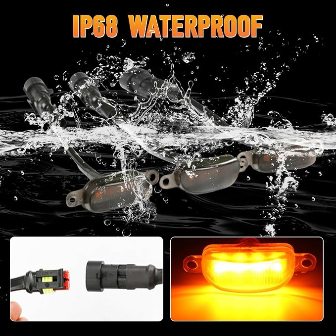Amber LED Grille Light Kit with Wiring Harness Compatible with Ford F-150 Aftermarket Grilles 2004-2019, Amber Lens Amber Lights