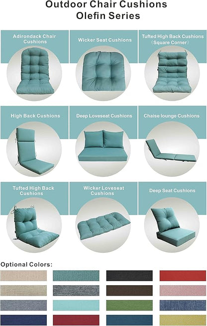 Indoor Outdoor High Back Rocking Chair Cushions Replacement Patio Seat Cushion Fade Resistance, Set of 4 Blue Lake