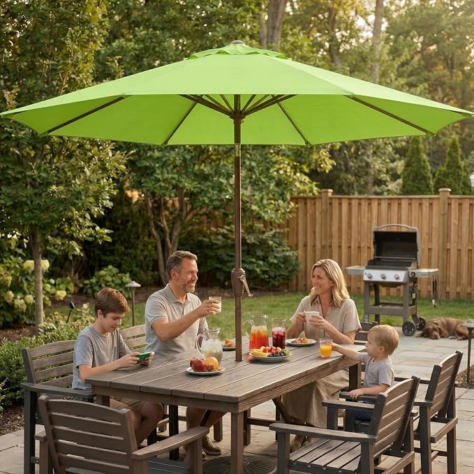 10FT Patio Umbrella, Outdoor Umbrella with Push Button Tilt and Crank, 8 Sturdy Ribs, UV Protection & Waterproof Market Umbrella for Pool, Backyard, Beach,Deck