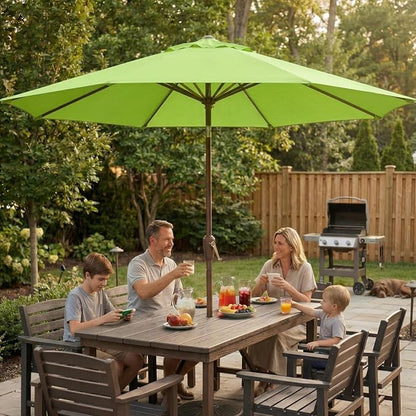 10FT Patio Umbrella, Outdoor Umbrella with Push Button Tilt and Crank, 8 Sturdy Ribs, UV Protection & Waterproof Market Umbrella for Pool, Backyard, Beach,Deck