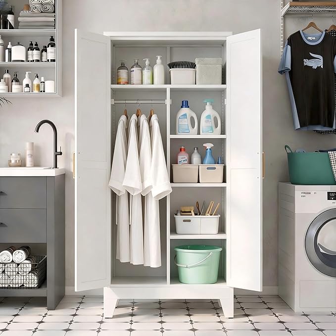 71" H Metal Storage Cabinets,Garage Storage Cabinet,Tall Pantry Cabinet with Doors,Kitchen Food Storage Cabinet,Farmhouse Storage Cabinets for Kitchen, Dining Room