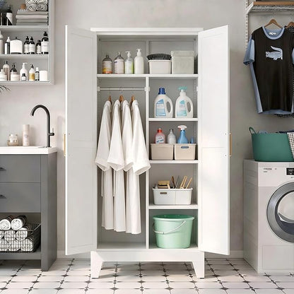 71" H Metal Storage Cabinets,Garage Storage Cabinet,Tall Pantry Cabinet with Doors,Kitchen Food Storage Cabinet,Farmhouse Storage Cabinets for Kitchen, Dining Room